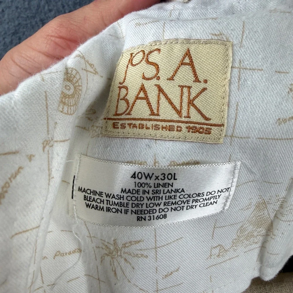 Jos A Bank Pants Mens 40x30 (Fits 39x30) Beige 100% Linen Breathable Lightweight